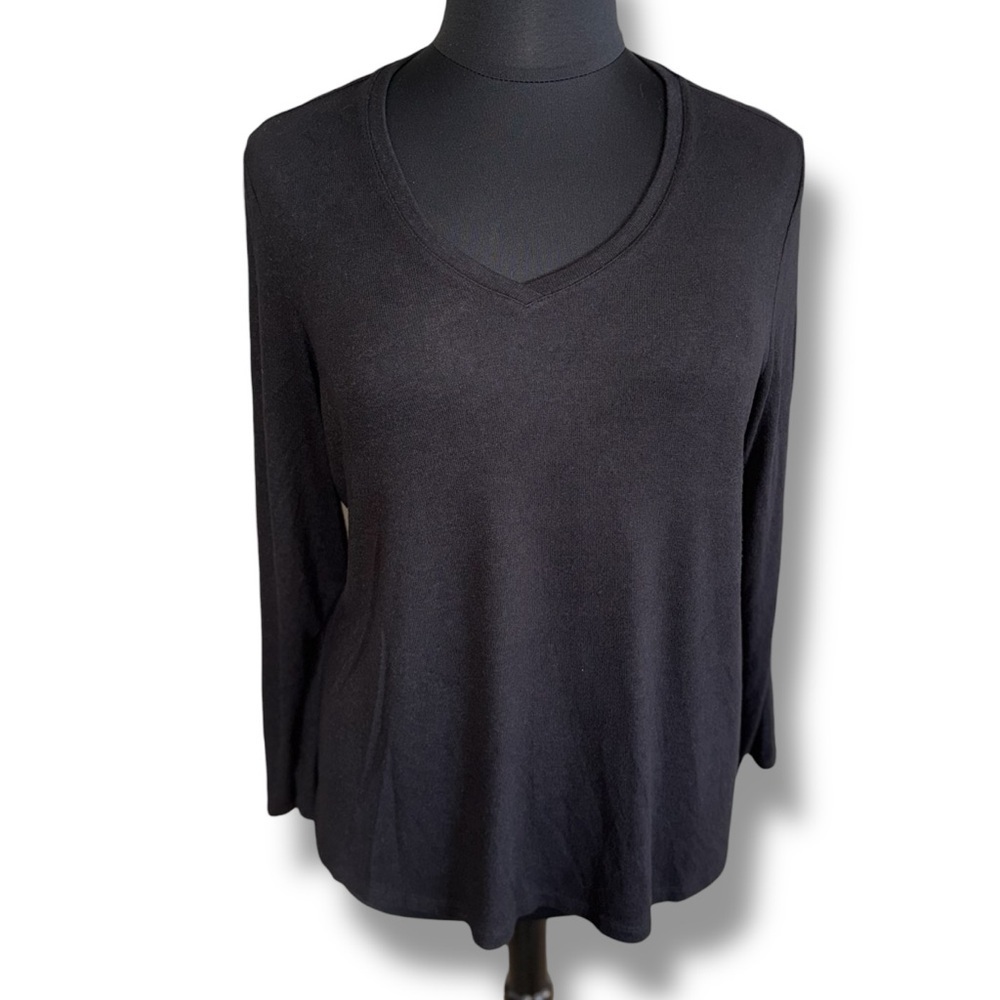 NZT by NIC+ZOE V-Neck Sweet Dreams Long Sleeve Top - XXL Black - Picture 4 of 12